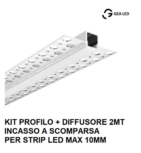 Immagine di Profilo Da Incasso 2Mt Grigio Per Strip Led max 10mm GSTP140 Gea Led