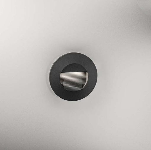 Immagine di Faretto Segnapassi Rotondo Grigio Da Incasso Parete Esterno IP65 Led 3W GES2111 Gea