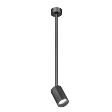 Immagine di Faretto Orientabile Nero Cilindro Da Soffitto Senza Incasso Con Braccio Fisso GFA1397 Gea Led