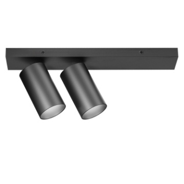 Immagine di Plafoniera Con Due Faretti Led Orientabili GU10 Nero A Binario GFA1399 Gea