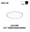 Immagine di Plafoniera Ultrasottile Tonda Led 24w Con Funzione CCT GPL322 GPL323 Gea