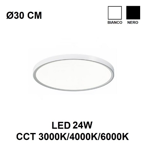 Immagine di Plafoniera Ultrasottile Tonda Led 24w Con Funzione CCT GPL322 GPL323 Gea