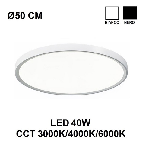 Immagine di Lampada Led Luminosa Da Soffitto Ultrasottile Rotonda 40w CCT GPL326 GPL327 Gea