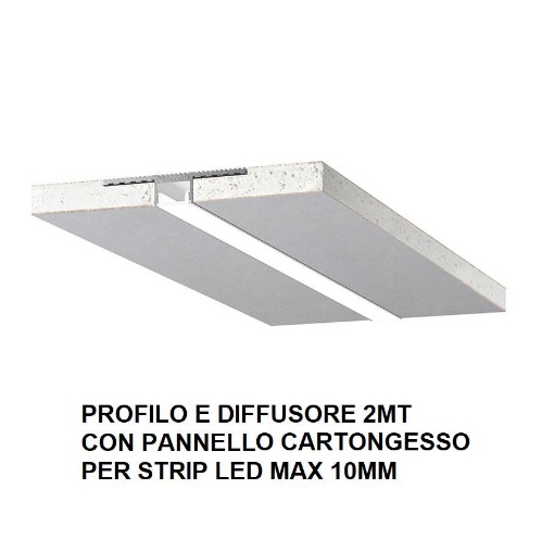 Immagine di Profilo Da Incasso 2m Per Strip Led 10mm Pannello Cartongesso Carrara M Gea Led