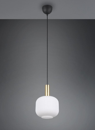 Immagine di Sospensione Singola Boccia Vetro Rigato Pendente Per Penisola Diva Trio Lighting
