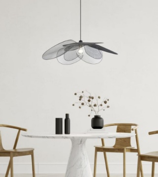 Immagine di Lampadario Petali Metallo Forato Nero Per Cucina Fleure Trio Lighting