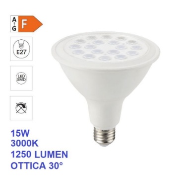 Immagine di Lampadina LED PAR38 E27 15w 3000k Luce Calda 1250Lm Ottica 30°
