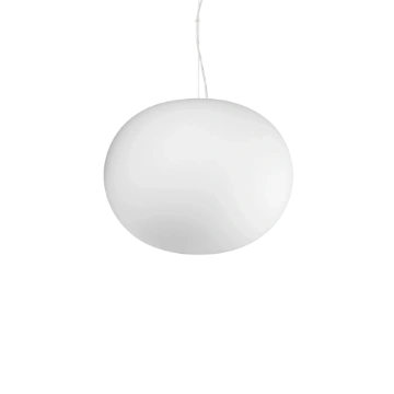 Immagine di Lampadario Sfera Ovale Vetro Bianco 40 cm Per Soggiorno Moderno Cotton Ideal Lux