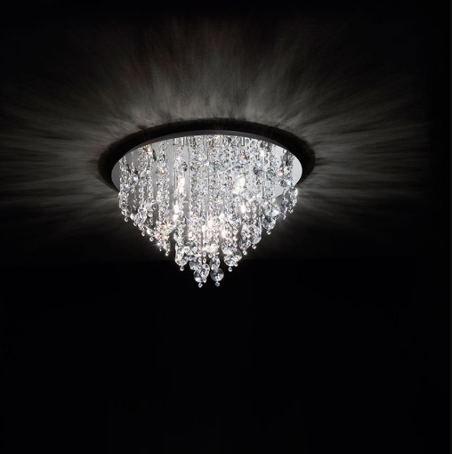 Immagine di Plafoniera Cristallo Rotondo Affralux 12 Luci Per Salone Stile Contemporaneo