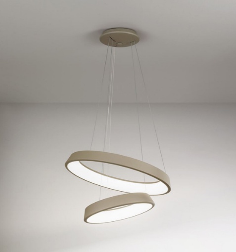 Immagine di Lampadario Sabbia Anelli Diodi Doppio 60 cm Led 54w 3200k Affralux