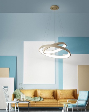 Immagine di Sospensione Moderna  Led 82w Anelli Diodi Doppia 80cm Sabbia Per Soggiorno Affralux