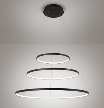 Immagine di Lampadario Moderno Per Salotto 3 Anelli Sospesi Aluring Led 71w 3200k Affralux