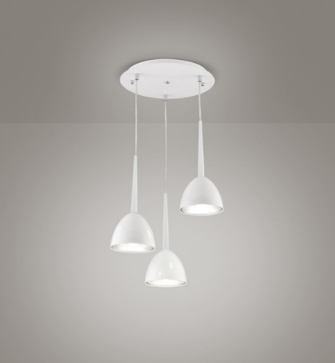 Immagine di Lampada A Sospensione Coni Bianchi Per Cucina Moderna Bell Affralux