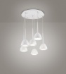 Immagine di Lampadario Per Soggiorno Moderno Bianco 6 Pendenti Cono Bell Affralux