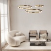 Immagine di Lampadario Saturno Anello Ottone 80cm Led 60w 4000k Per Soggiorno Maytoni
