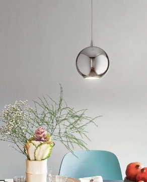 Immagine di Lampada A Sospensione Per Comodini Sfera Cromo Led 3w 3000k Bol Diodi Affralux