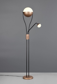Immagine di Piantana Moderna Nero Caffè Due Luci Sfere Orientabili Led 3000k Chris Trio Lighting