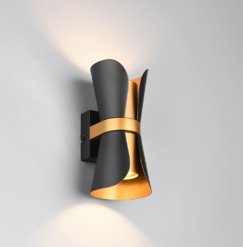 Immagine di Applique Design Nero Oro Cilindro Led GU10 Biemissione Coat Trio