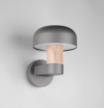 Immagine di Lampada Da Parete Moderna Per Esterno Fungo Grigio Legno Fraser Trio Lighting