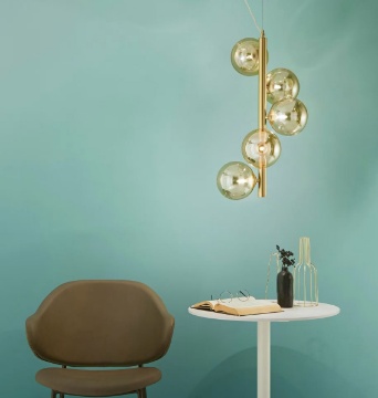 Immagine di Lampadario A Sospensione Honey S5 Sfere Vetro G9 Led Fan