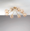 Immagine di Plafoniera Lampadario Per Salotto Metallo 8 Diffusori Sfera Vetro G9 Led