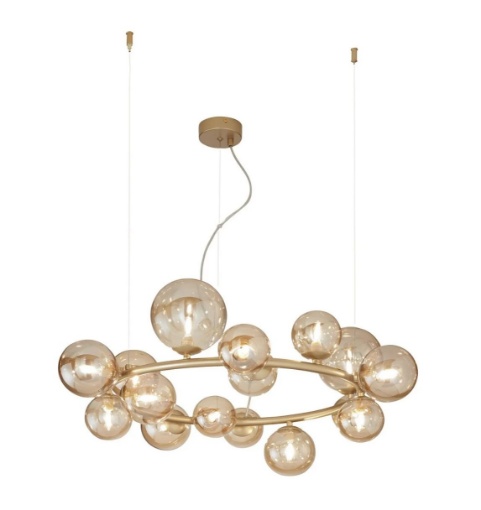 Immagine di Lampadario Circolare 16 Luci Sfere Vetro Per Soggiorno Honey S16 Fan