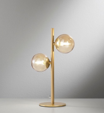 Immagine di Lampada Da Tavolo 2 Luci Metallo Con Sfere Vetro G9 Led