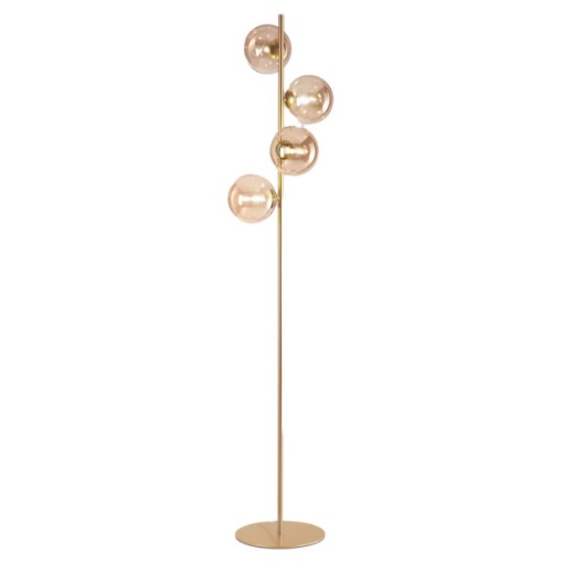 Immagine di Piantana Metallo Con Diffusori Sfere Vetro 4 Luci G9 Led Per Soggiorno