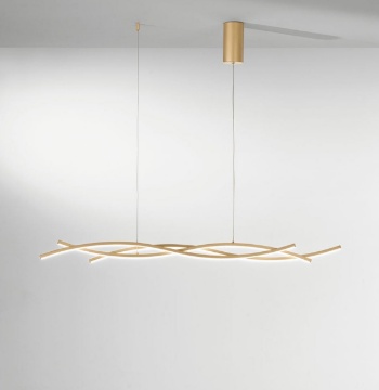 Immagine di Lampadario Da Tavolo Design Ondulato Kinetic Oro Led CCT Luce Ambiente Design