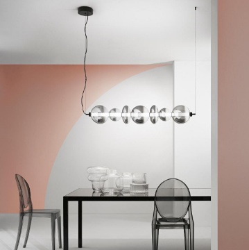Immagine di Lampadario Design Vetro Sfumato Led 40w 3000k Kemet Fan Europe Per Tavolo Pranzo