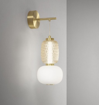 Immagine di Applique Oro Led 3000k Pendenti Vetro Bianco Ambra Totem Fan Europe