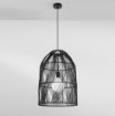 Immagine di Lampadario Cupola In Rattan Nero Ancella Fan Europe