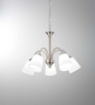 Immagine di Lampadario Soggiorno Acciaio Nichel Con Paralumi Vetro Bianco 1162 Fan Europe