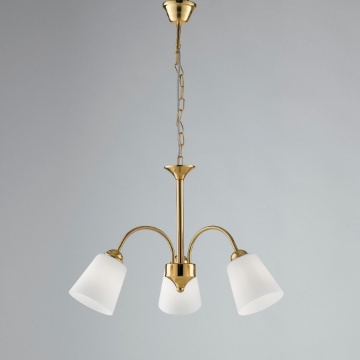 Immagine di Lampadario 3 Luci Oro Vetri Bianchi Per Camera Da Letto 1162 Fan Europe