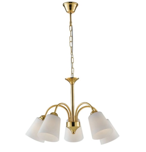 Immagine di Lampadario Bracci Oro Con Vetri Bianchi 5 Luci Per Soggiorno Classico 1162/5 Fan Europe