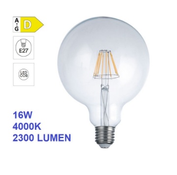 Immagine di Lampadina LED Globo G95 E27 16W 4000K 2300 Lumen Vetro Trasparente