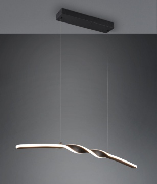 Immagine di Lampadario Design Barra Attorcigliata Nero Led 18w 3000k Ginko Trio
