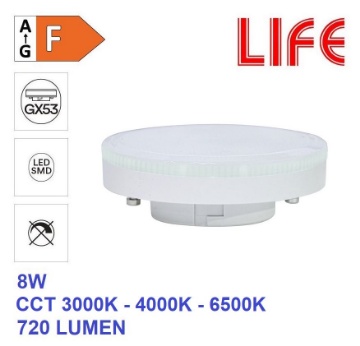 Immagine di Lampadina Led Gx53 Tri-Color 8W CCT 720Lm 3000K 4000K 6500K Life