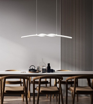 Immagine di Sospensione Da Tavolo Design Attorcigliato Bianco Led 18w 4000k Ginko Trio
