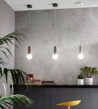 Immagine di Sospensione Lampadina Pendente In Cemento Con Sfera Bianca Rock Ondaluce