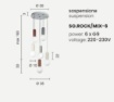 Immagine di Lampadario Pendenti Cemento Colorato Con Sfere Vetro Bianco 6xG9 Rock Ondaluce