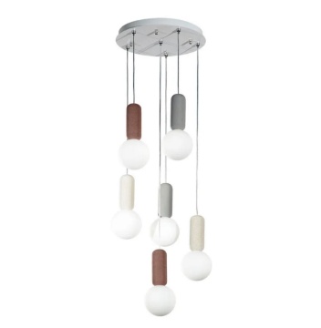 Immagine di Lampadario Pendenti Cemento Colorato Con Sfere Vetro Bianco 6xG9 Rock Ondaluce