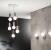 Immagine di Lampadario Pendenti Cemento Colorato Con Sfere Vetro Bianco 6xG9 Rock Ondaluce