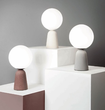 Immagine di Abat-jour Rock Ondaluce Lampada Cemento Sfera Vetro Bianco Per Camera Da Letto