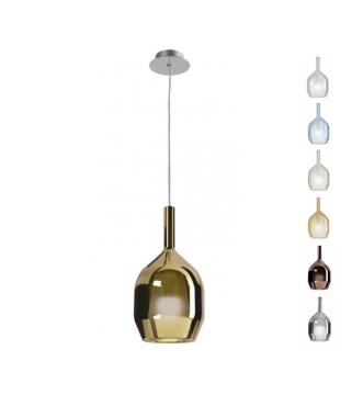 Immagine di Sospensione Singola Per Isola Cucina Doppio Vetro Colorato 1xE27 Tresor Smarter