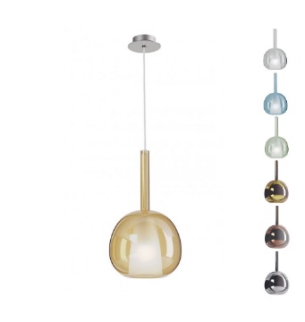 Immagine di Sospensione In Vetro Colorato Rotondo Pendente Per Comodini 1xE27 Tresor Smarter