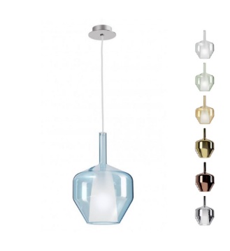 Immagine di Lampadario Pendente In Vetro Colorato Per Camera Da Letto 1xE27 Tresor Smarter