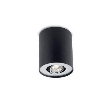 Immagine di Faretto Cilindro Da Soffitto Orientabile GU10 Nero Argento 102mm Kato Smarter