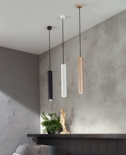 Immagine di Lampadario Cilindro Sospeso Per Isola Cucina 40cm 1xGU10 Filo Ondaluce