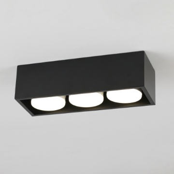 Immagine di Plafoniera Rettangolare 3 Luci Gx53 Moderna Nera Cage Vivida